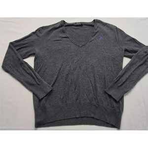 Polo Ralph Lauren women's dark gray tight knit v-neck sweater sz. M classic